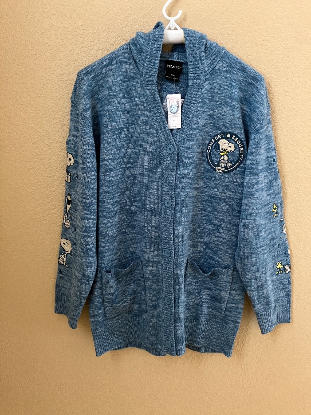 Snoopy Woodstock Peanuts Oversize Hooded Cardigan Women's Medium  NEW